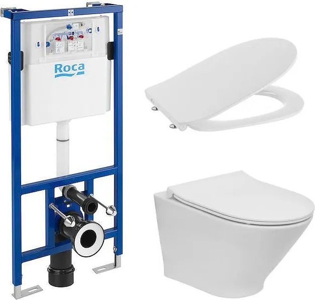 Комплект за WC, 4 в 1 The Gap Round Rimless (бутон по избор), A890090020 + A3460NB000 + A801D22001