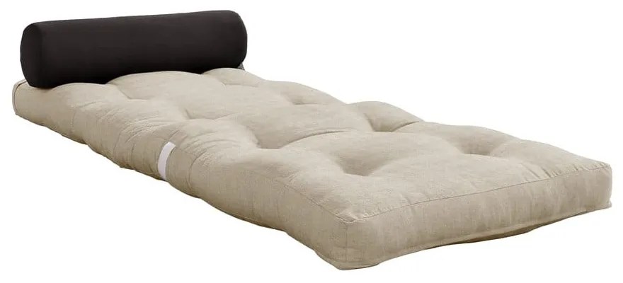 Сив и бежов матрак за футон 70x200 cm Обвивка бежов лен/тъмносиво - Karup Design