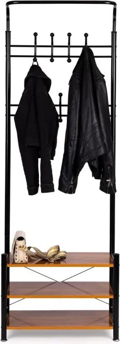 Стилен стелаж за дрехи, включващ рафтове за обувки