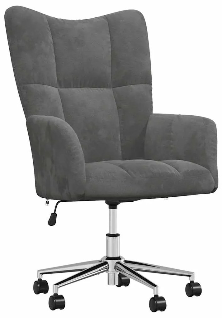 328162 vidaXL Релакс стол, тъмносив, кадифе