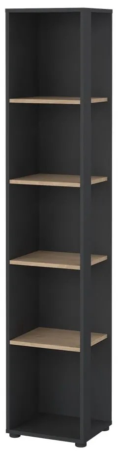 Етажерка за книги в дъбов декор в цвят антрацит-натурален 41x205 cm Sign - Tvilum