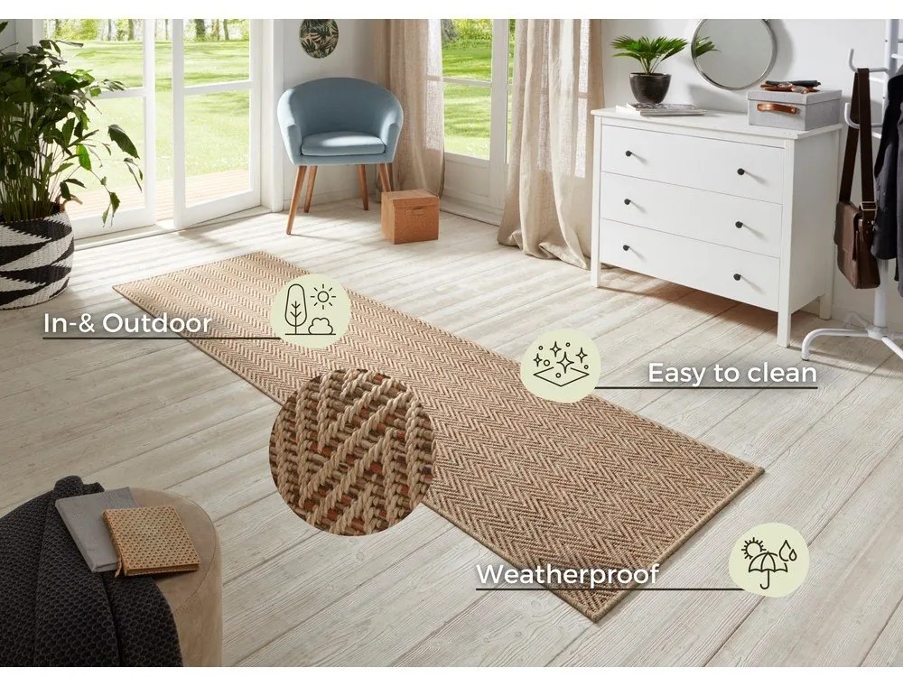 Светлокафява пътека за открито и закрито 80x250 cm Nature – Hanse Home