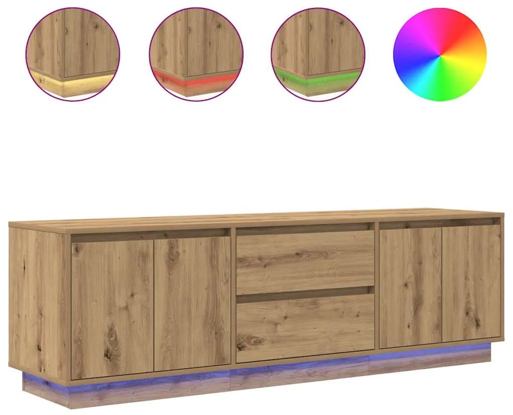 3328434 vidaXL ТВ шкаф с LED светлини Artisan дъб 160,5x41x50 см