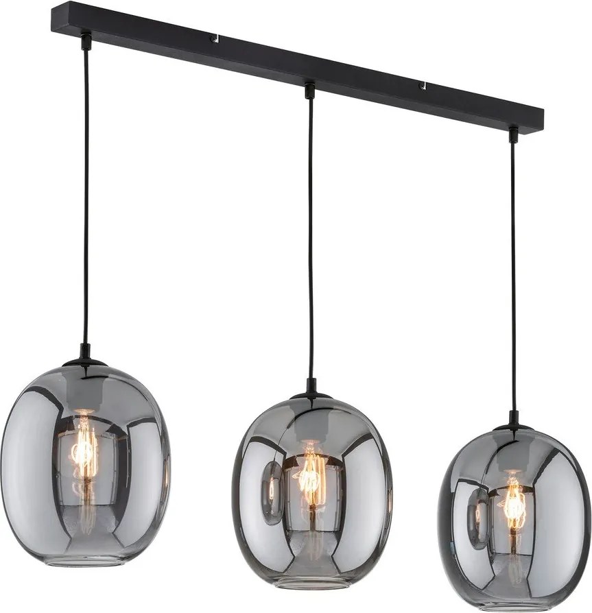 Черно висящо осветително тяло със стъклен абажур Nayla – Fischer & Honsel