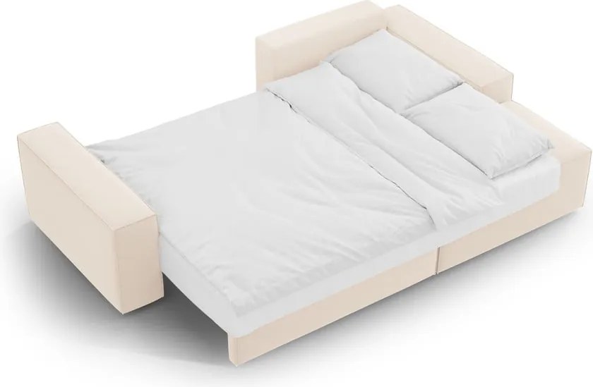 Бежов кадифен разтегателен с място за съхранение ъглов диван (десен ъгъл) Jodie – Micadoni