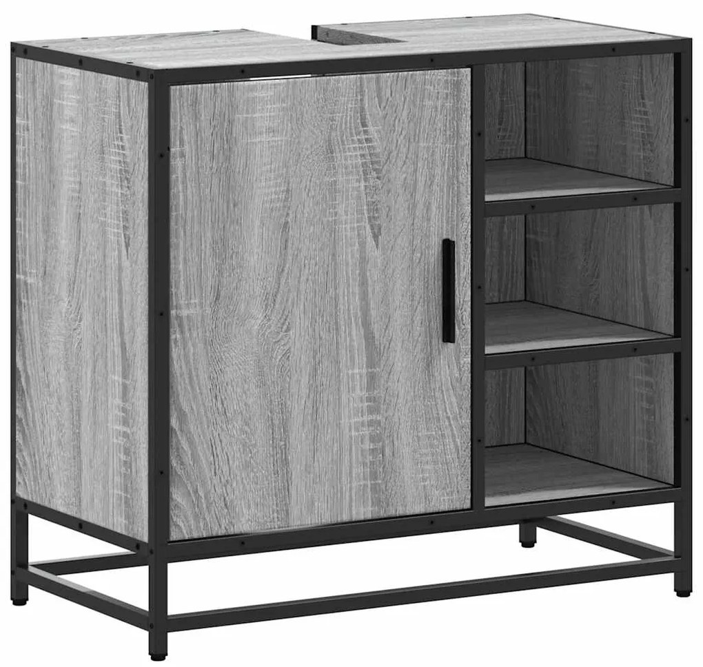 849287 vidaXL Шкаф за мивка в банята Grey Sonoma Инженерна дървесина