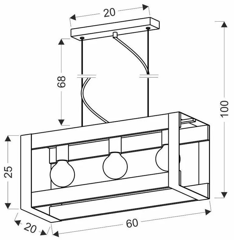 Черна висяща лампа 20x60 cm Varna - Candellux Lighting