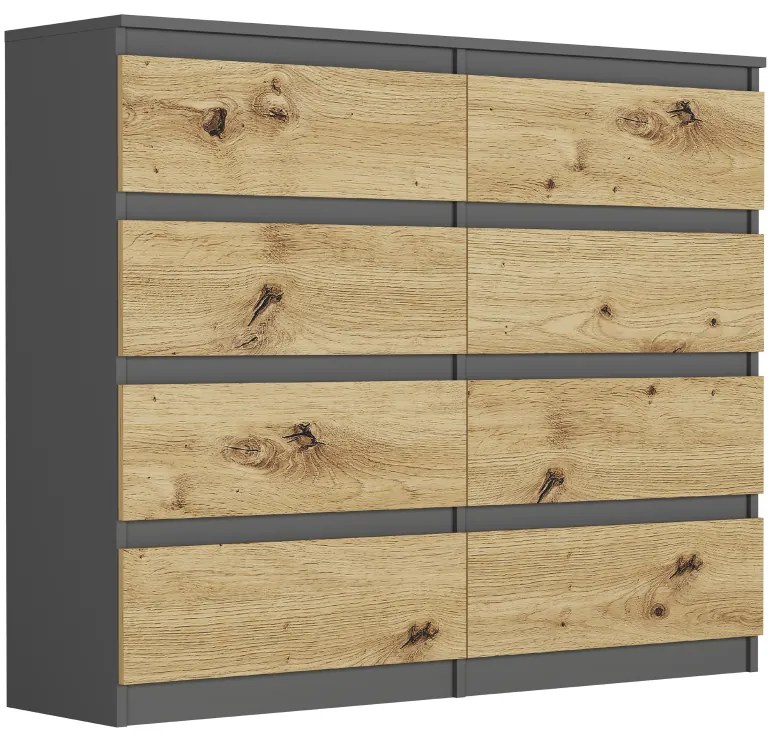 Комод с 8 чекмеджета R-120-S8 - различни цветови варианти антрацит микс бяло