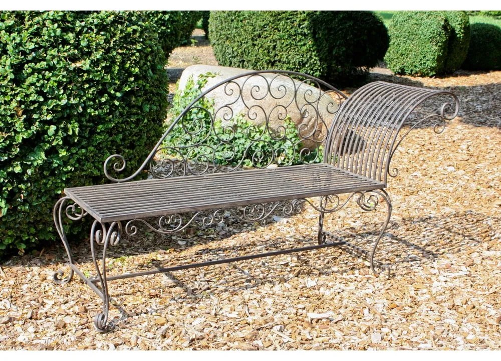 Черно-тъмнокафява метална градинска пейка Lamington – Garden Pleasure