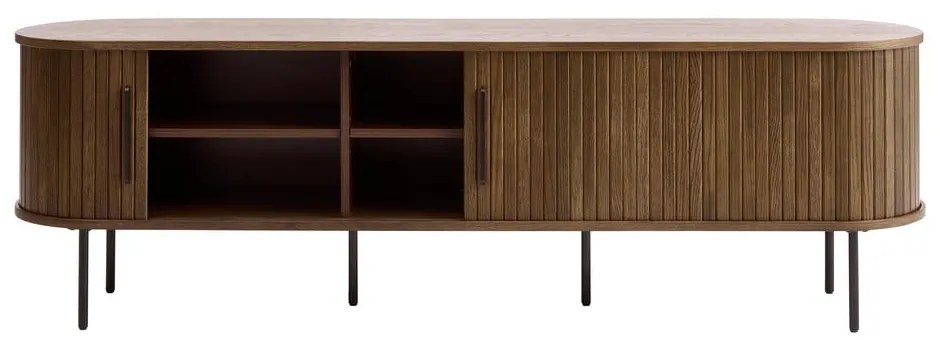 Кафява маса за телевизор от дъбов декор 180x56x45 cm Nola – Unique Furniture