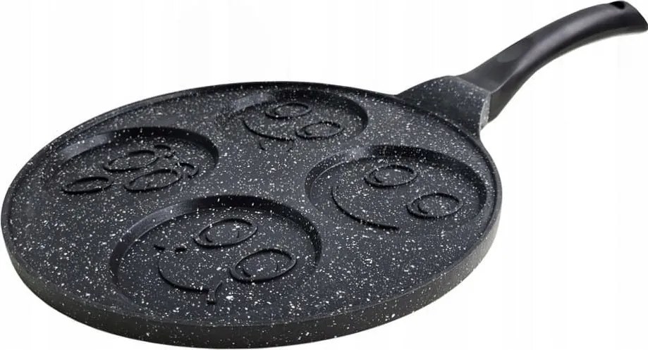 Тиган за палачинки с личица ZILNER ZL 2421, 26 см, 4 различни форми, Мраморно покритие, Черен