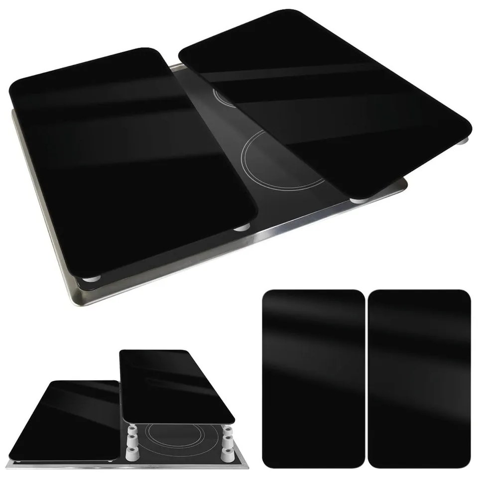 Комплект от 2 стъклени капака за печка Universal black - Wenko