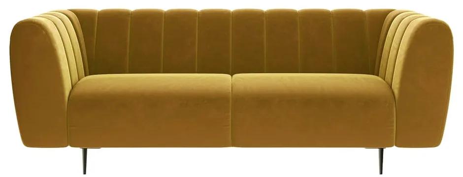 Меденожълт кадифен диван , 210 cm Shel - Ghado