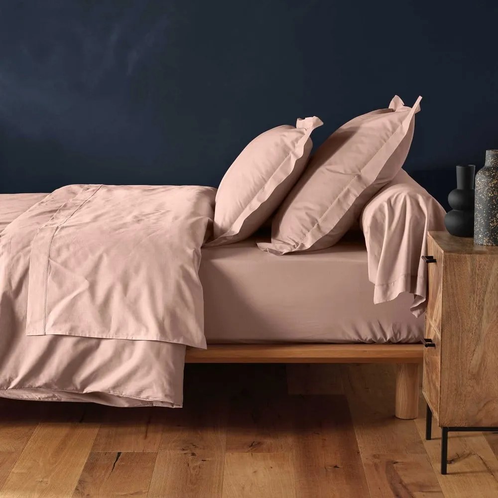 Розов еластичен памучен чаршаф 180x200 cm Lina – douceur d'intérieur
