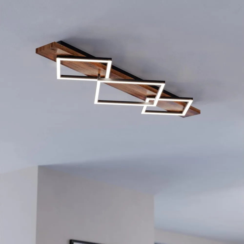 Eglo 901936 - LED таванно осветително тяло BOYA 2xLED/13W/230V + LED/16W черно/кафяво