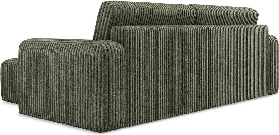 Зелен сгъваем/с място за съхранение ъглов диван от рипсено кадифе (десен ъгъл) Kona – Makamii