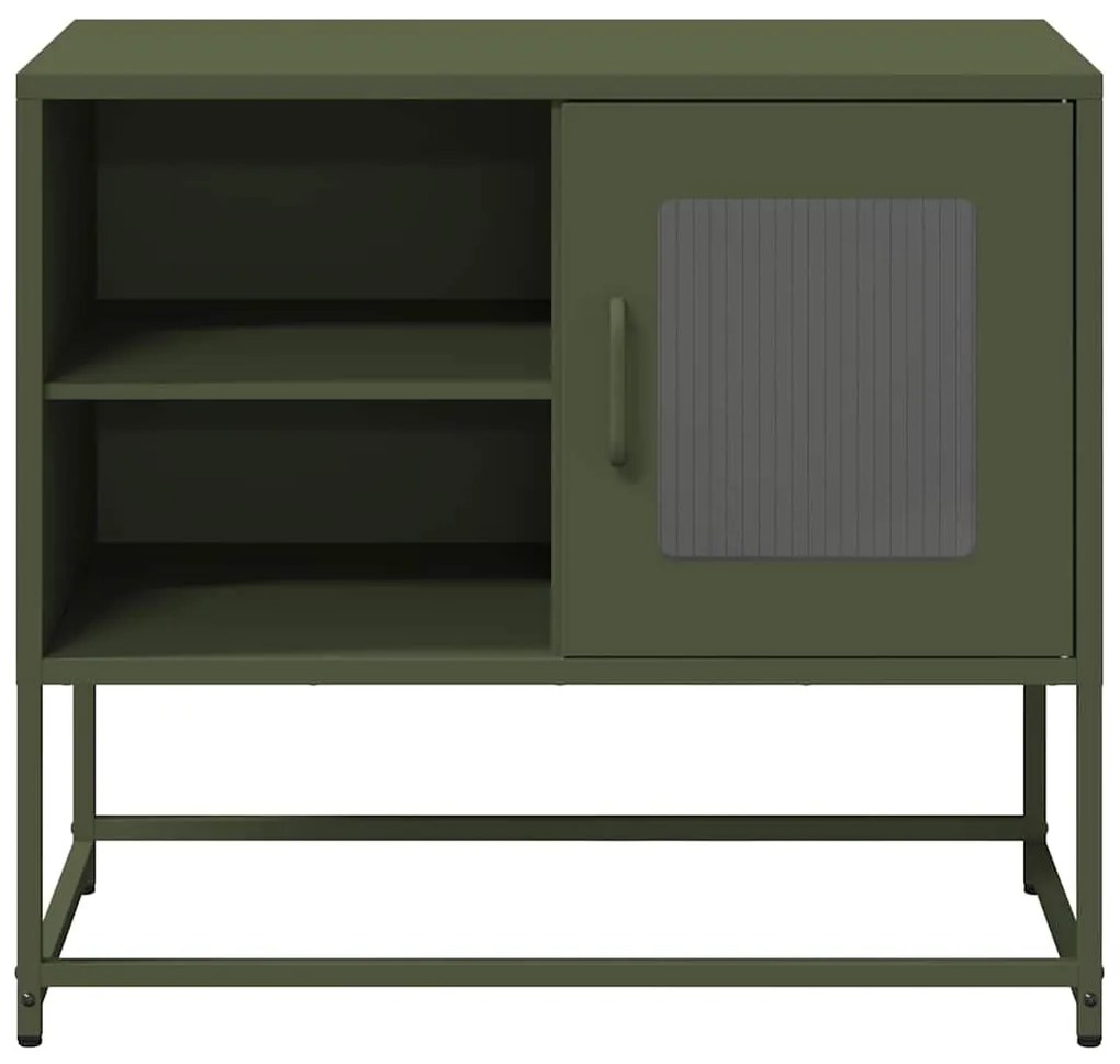 853390 vidaXL ТВ шкаф, маслиненозелен, 68x39x60,5 см, стомана