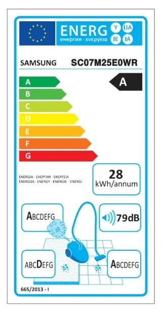 Прахосмукачка с торба SAMSUNG VC2500M, Canister VC with More suction power, 750W, 2.5L, Червена