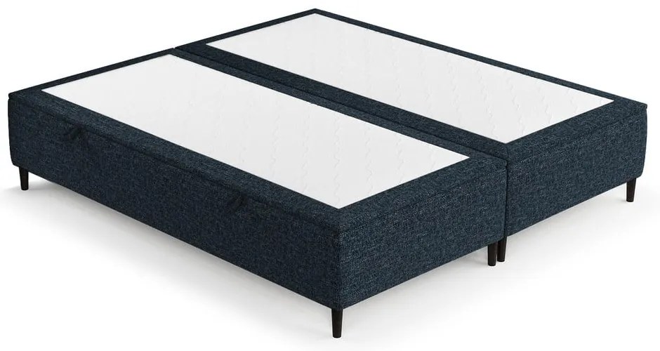 Тъмносиньо тапицирано двойно легло с място за съхранение 160x200 cm Tate – Maison de Rêve