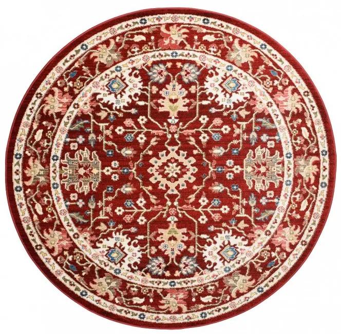 Червен кръгъл килим в ретро стил Ширина: 100 см