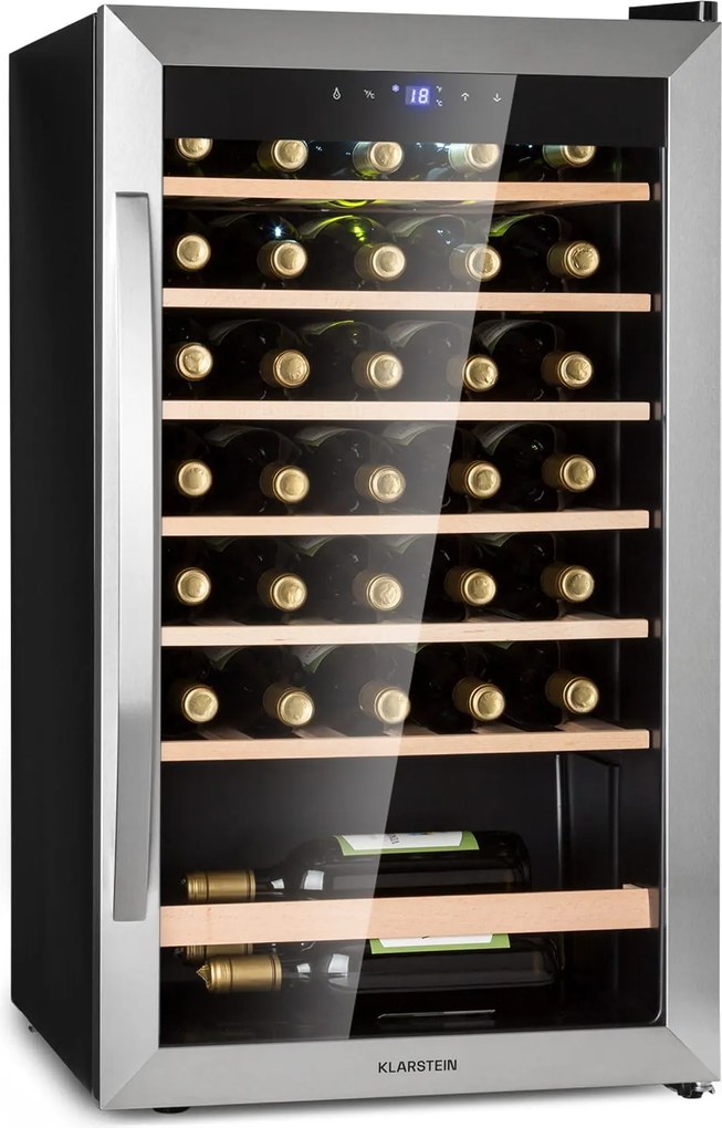 Klarstein Vinamour 32 Uno, охладител за вино, 1 зона, 95 л / 36 бутилки, 4-18 °C, сензорно управление