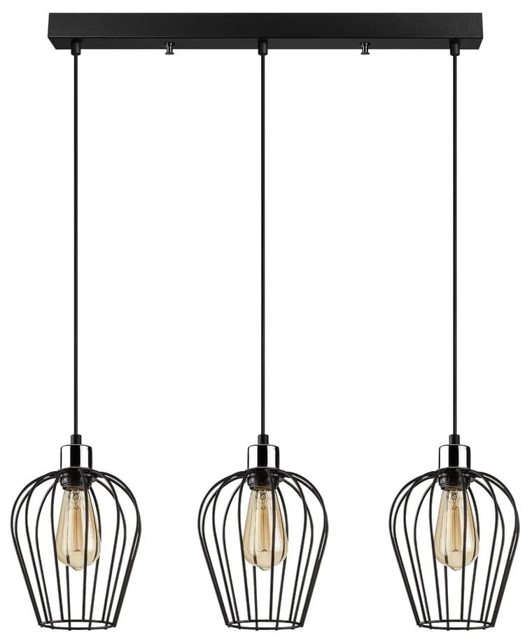 Черна висяща лампа за 3 крушки Tel Long - Opviq lights