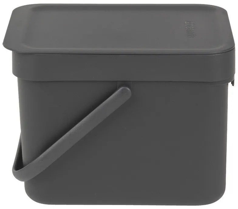 Кош за разделно събиране на боклук Brabantia Sort&Go 648974, 6 л, Дръжка, Възможност за стенен монтаж, Тъмносив