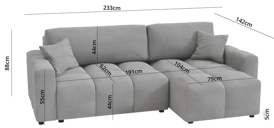 Светлосив ъглов диван (променлив) Luki – Ropez