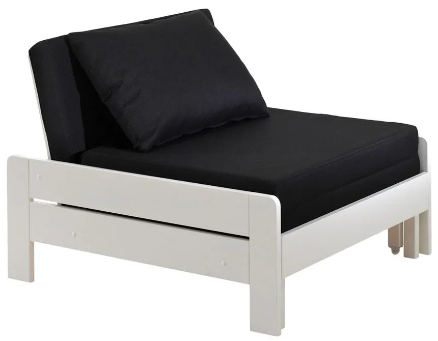 Бяло повдигнато детско легло от масивен бор с място за съхранение 90x200 cm PINO – Vipack