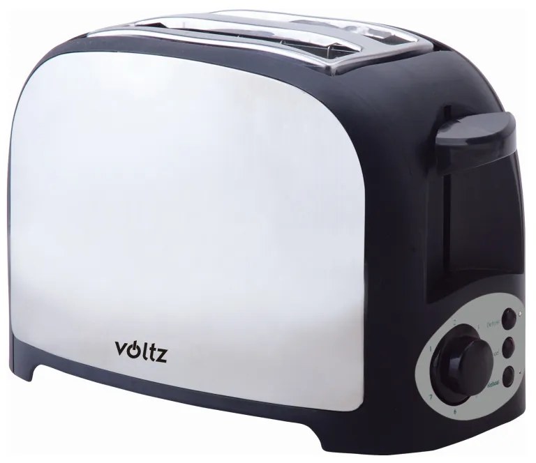 Тостер за хляб Voltz V51440D, 750W, За 2 филии, 7 нива, Тавичка за трохи, Инокс/Черен