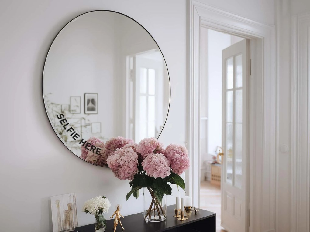 Стикер за огледало S49 – SELFIE HERE. (round) 89x18