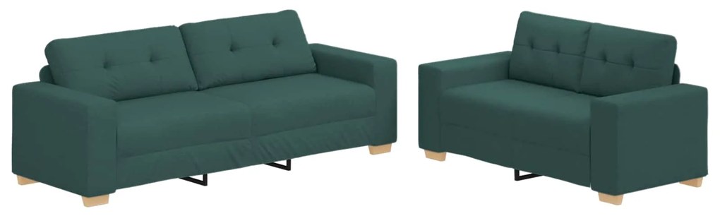 3324715 vidaXL Диван 2 pcs Зелен Ленена смесена тъкан
