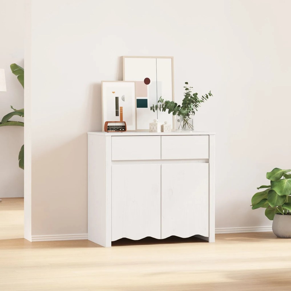 Sonata H Шкаф DRAMMEN Бяло 79x43x75,5 см Масивно дърво бор