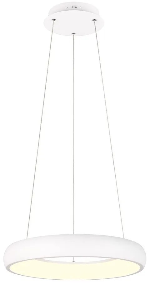 Бяло LED затъмняващо се висящо осветително тяло с метален абажур ø 46 cm Cardona – Trio