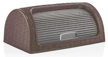 Dunya - Кутия за хляб 41,4x26,9xh18,1см кафява - PVC ратан-(05330)