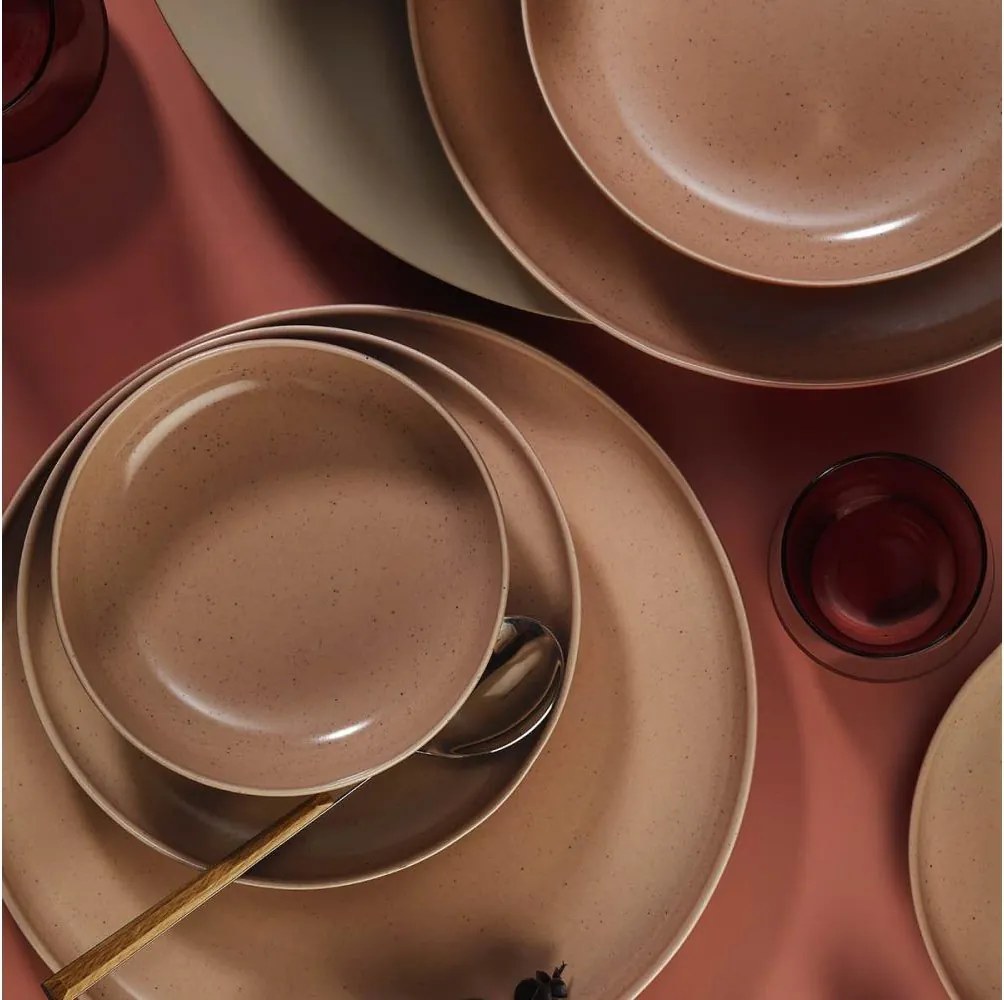 Елегантен порцеланов сервиз за хранене, 16 части, в кафяво/бежово