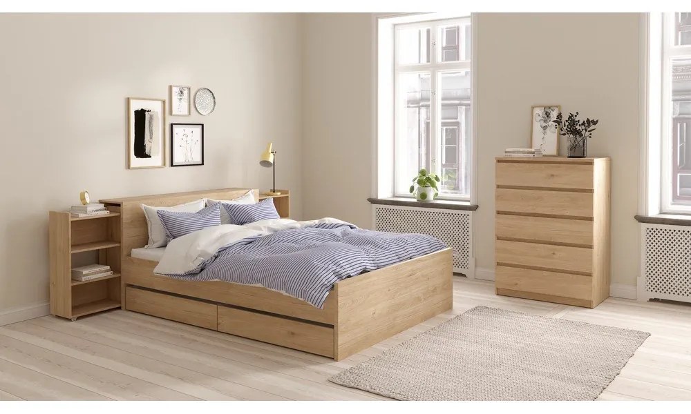 Двойно легло от декор от дъб в естествен цвят 160x200 cm Naia – Tvilum