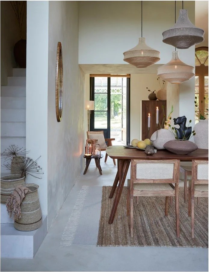 Кафява трапезна маса с акациев плот 100x200 cm Quenza – Light &amp; Living