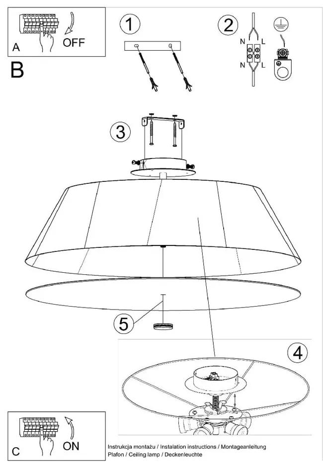 Бяла лампа за таван със стъклен абажур ø 60 cm Hektor - Nice Lamps
