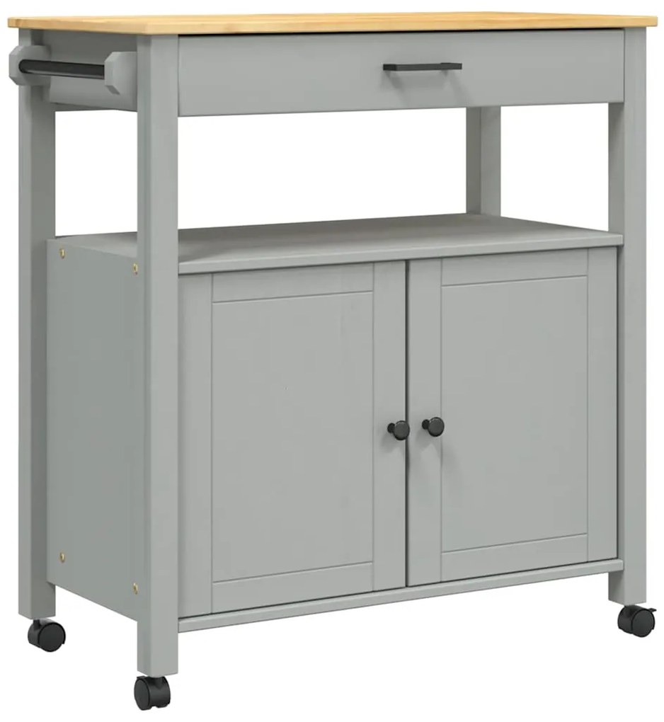 376107 vidaXL Кухненска количка "MONZA" 84x40x88,5 см борово дърво масив