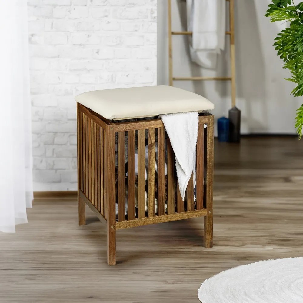 Дървен кош за пране в тъмно естествен цвят 38 l Fondi – Wenko