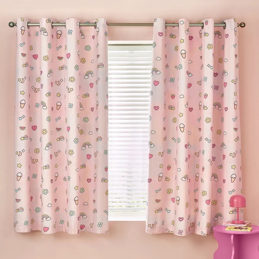 Розова детска завеса 2 бр. 168x183 cm Forever Together – Catherine Lansfield