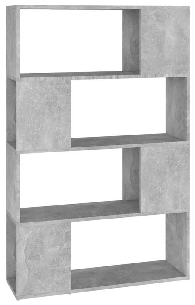 809138 vidaXL Библиотека, бетонно сива, 80x24x124,5 см инженерно дърво