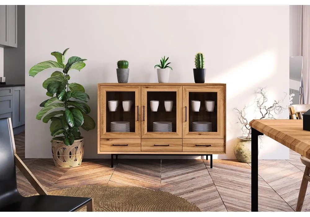 Витрина от дъбова дървесина в естествен цвят 144x95 cm Abies - The Beds