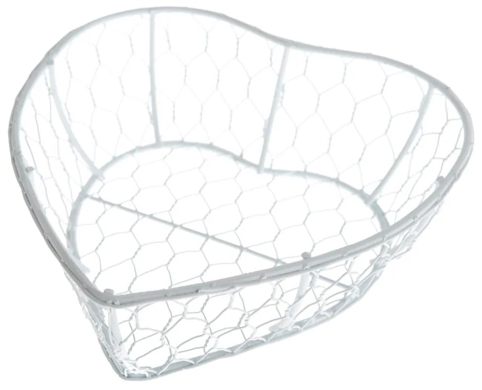 Бяла метална кошница във формата на сърце - Dakls