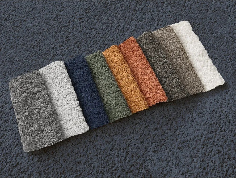 Тъмносин ъглов диван от прежда с примки от букле (ляв ъгъл) Azra – Bobochic Paris