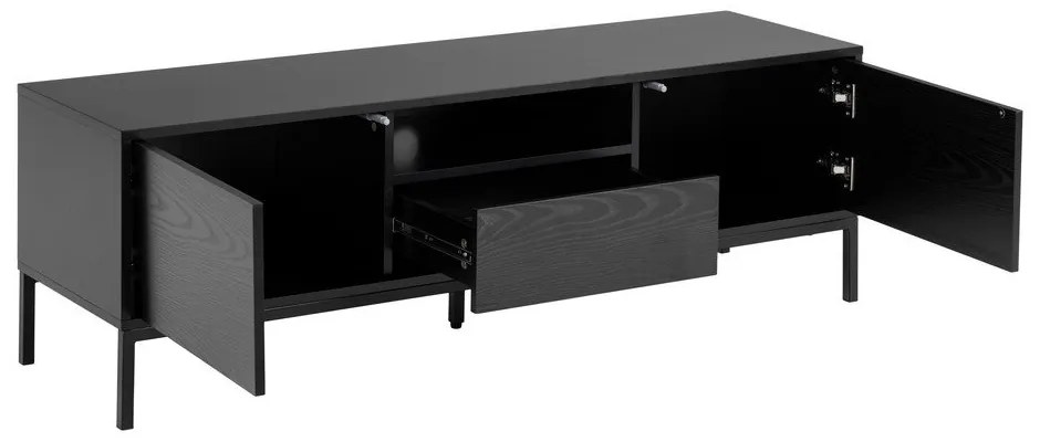 Черна маса за телевизор от декор от ясен 140x45 cm Seaford – Actona