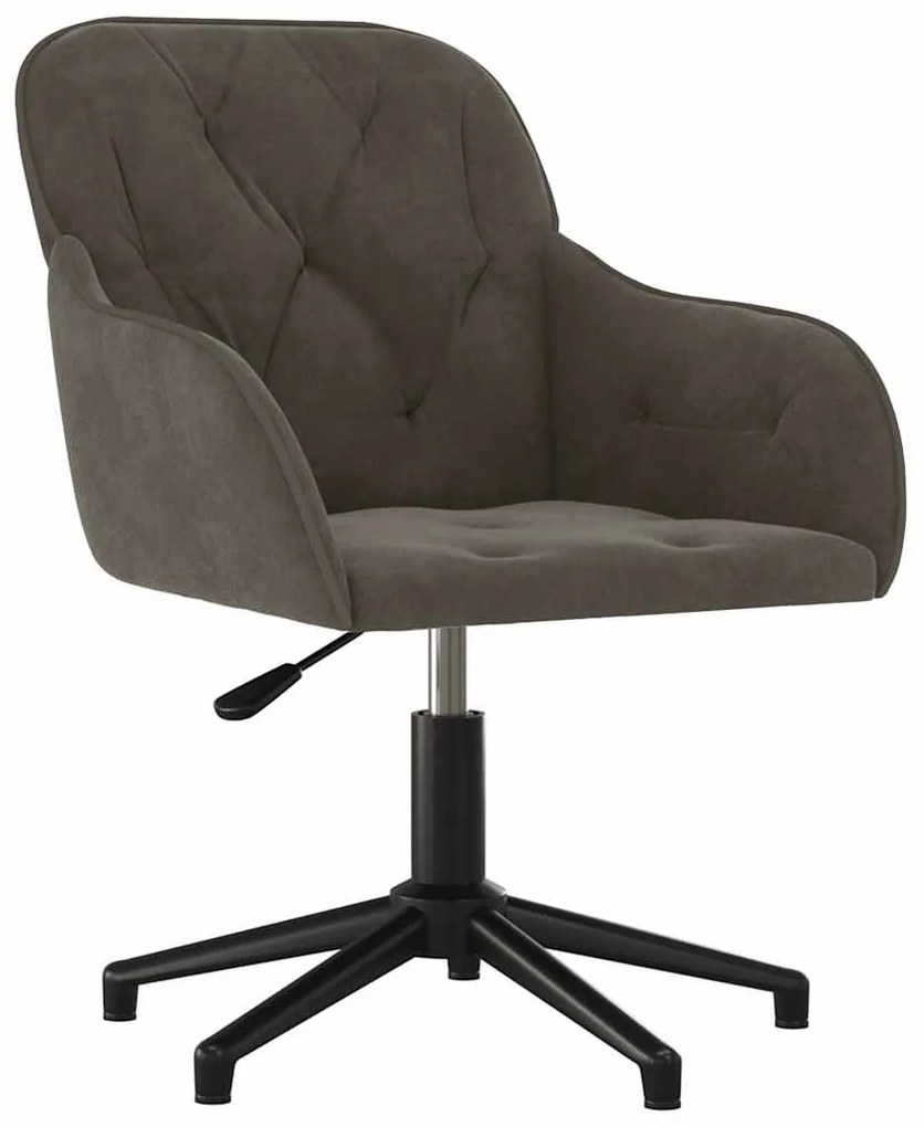344857 vidaXL Въртящ се офис стол, тъмносив, кадифе