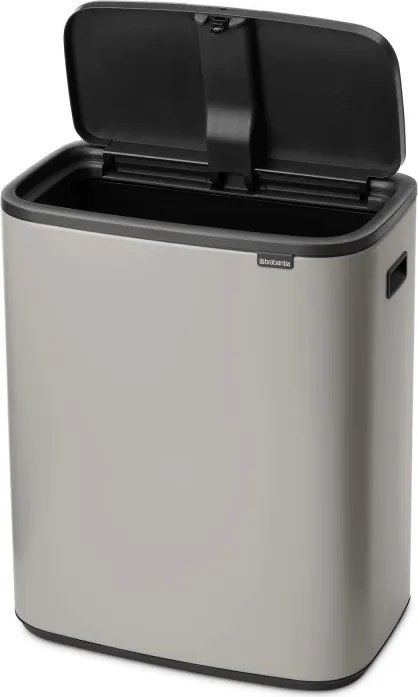 Кош за боклук Brabantia Bo Touch 1010455, 60 л, Плавно и безшумно отваряне, Голям отвор, Светлосив