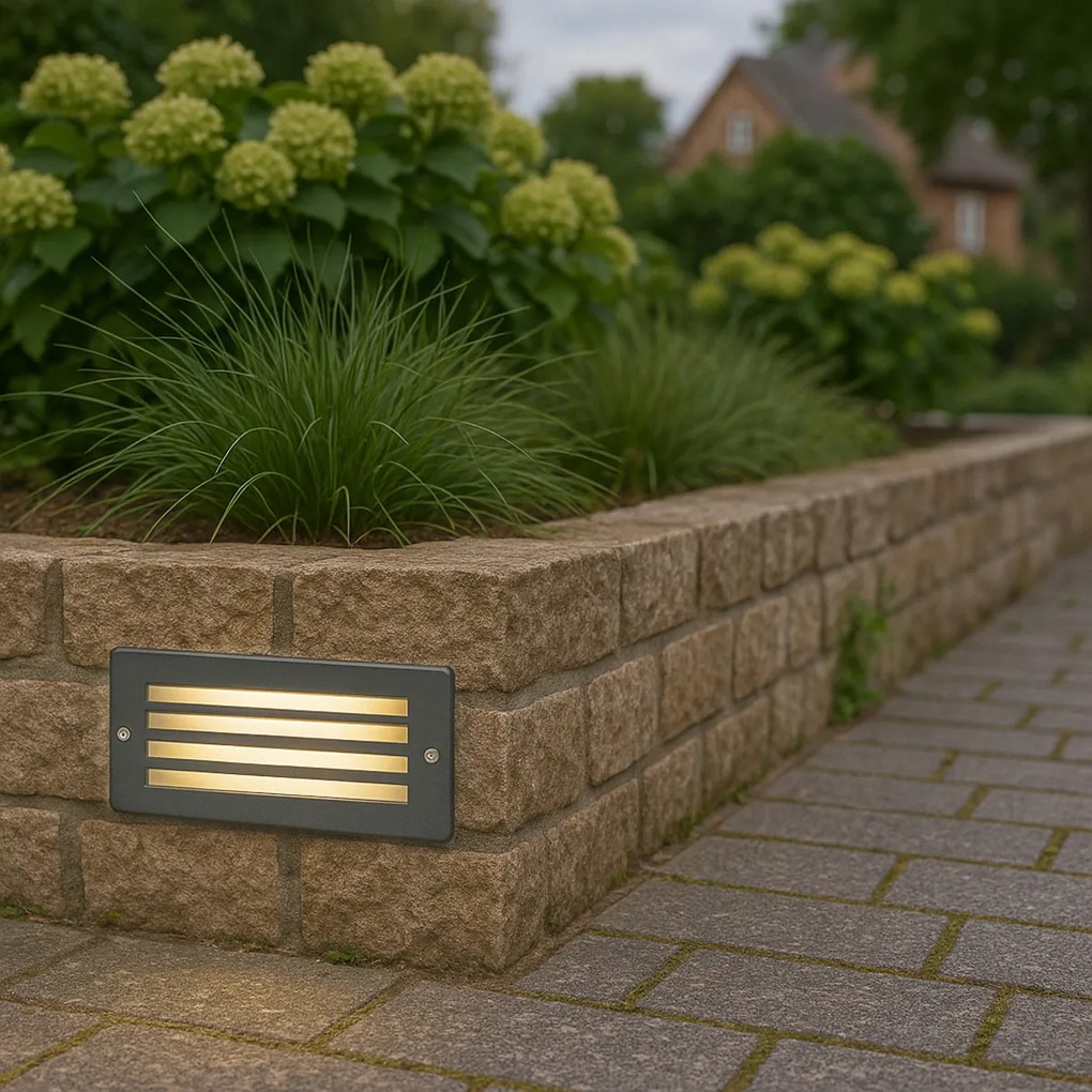 Модерна вградена лампа тъмно сива IP44 - Hurricane